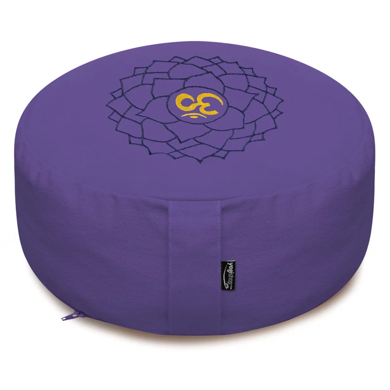 Meditationskissen - rund - Chakras - organic cotton - ø 36cm x 15cm
