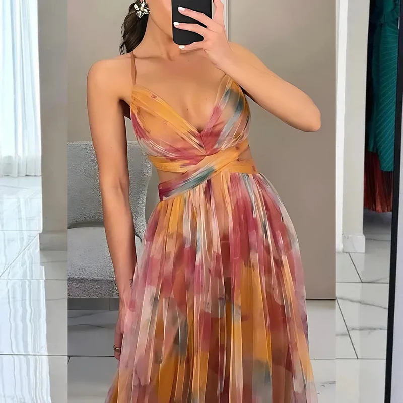 Élégance florale – Maxi-robe fluide à imprimé bohème