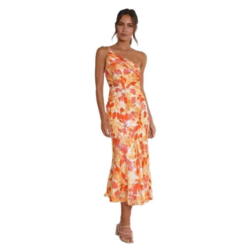 Sienna - Robe longue asymétrique à motif floral pour femme