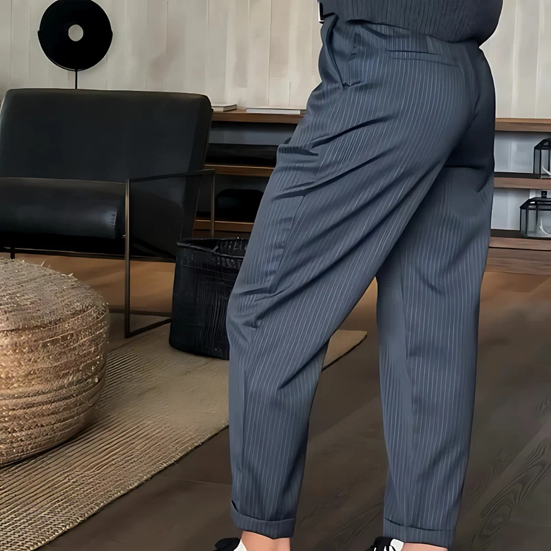 Pantalon Blazer Droit Casual Taille Haute Femme
