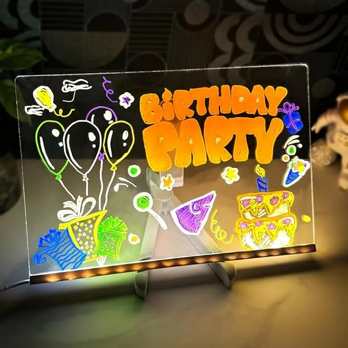 Tablette à dessin LED lumineuse avec 7 stylos – Réutilisable & Créative