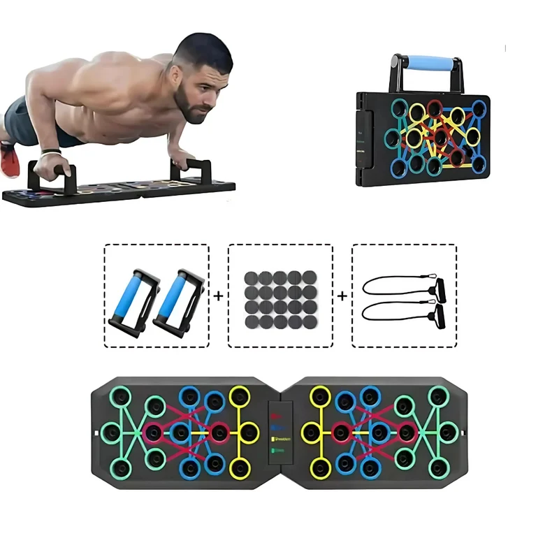 Planche de musculation avec ciblage musculaire par couleur
