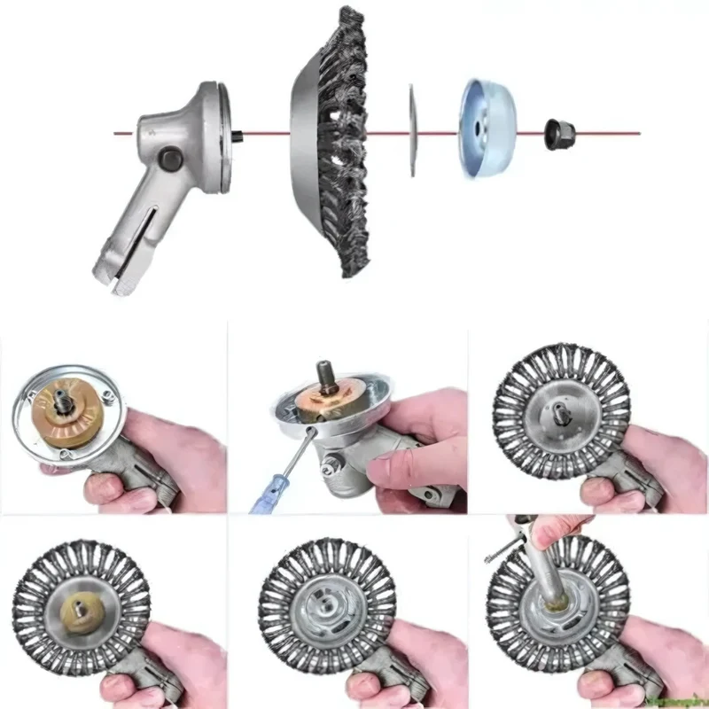 Brosse métallique universelle pour débroussailleuse