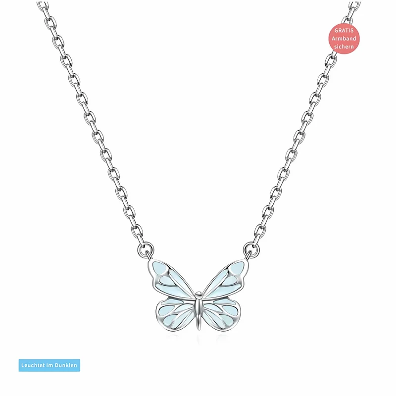 Collier papillon lumineux en argent 925