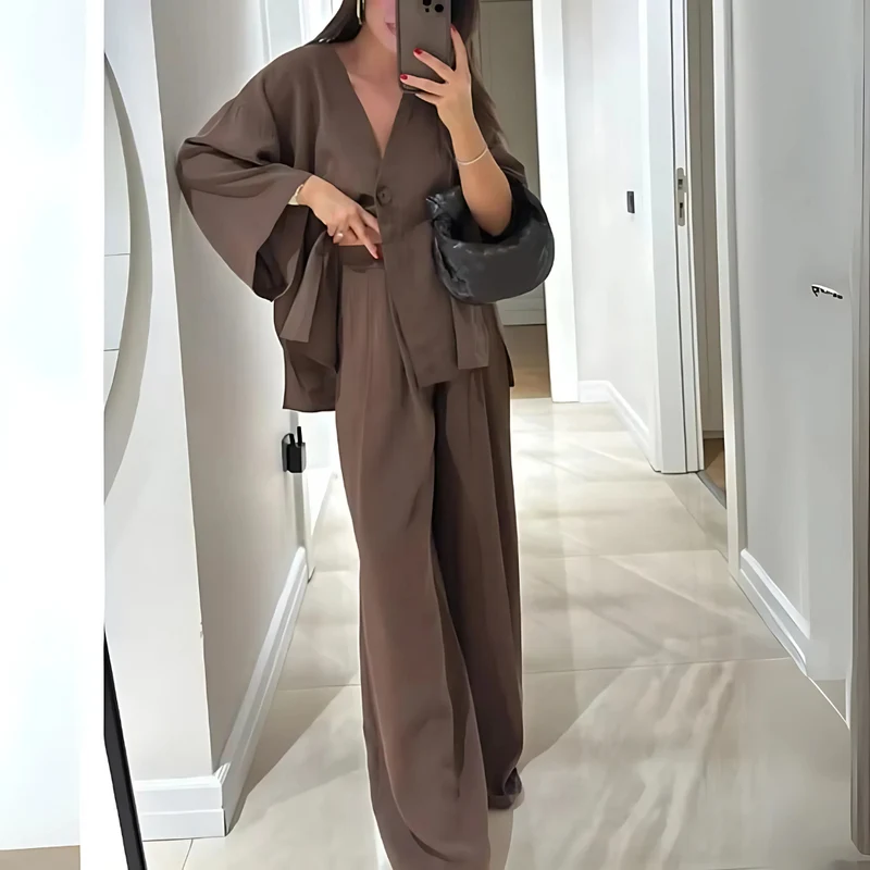 Ensemble Casual à Col en V