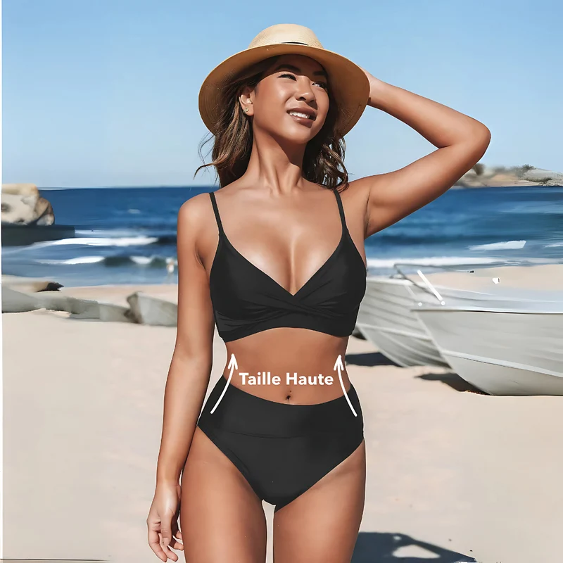 Bikini taille haute eucalyptus