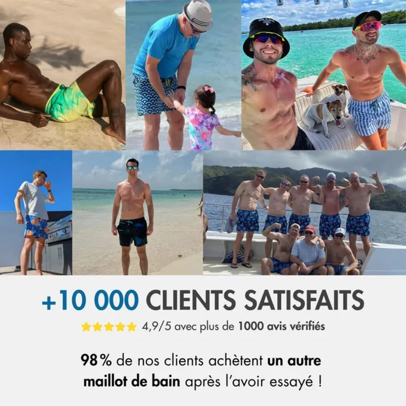 Short de bain homme en matière séchage rapide
