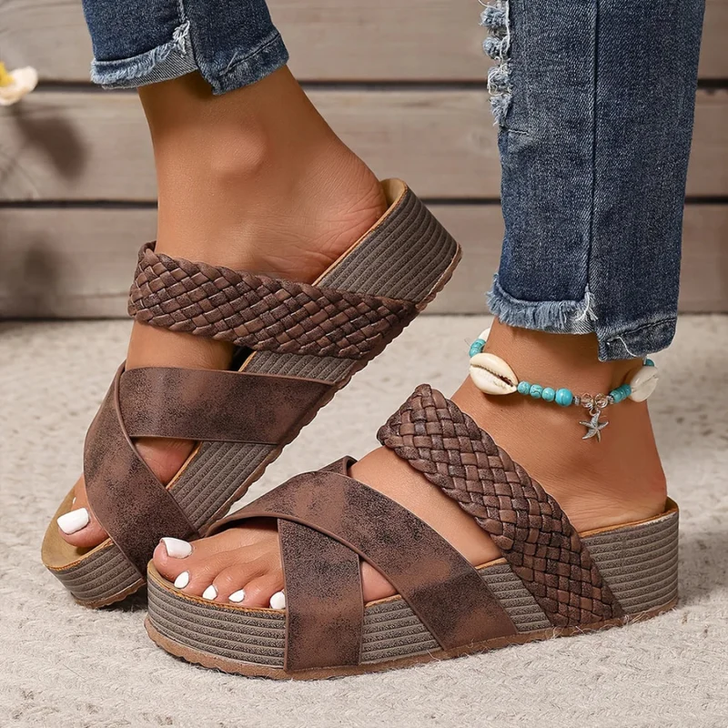 Sandales ergonomiques en cuir pour femme