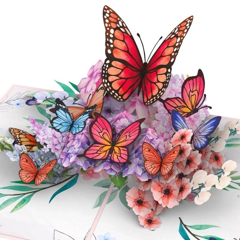 Schmetterlinge auf Blumen Pop-Up Karte