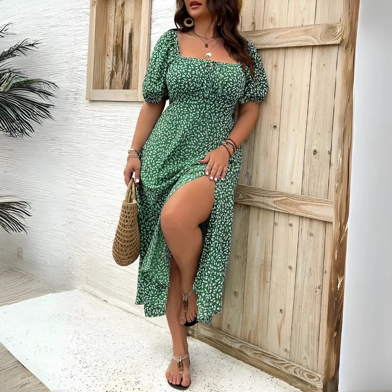 Robe longue à manches bouffantes