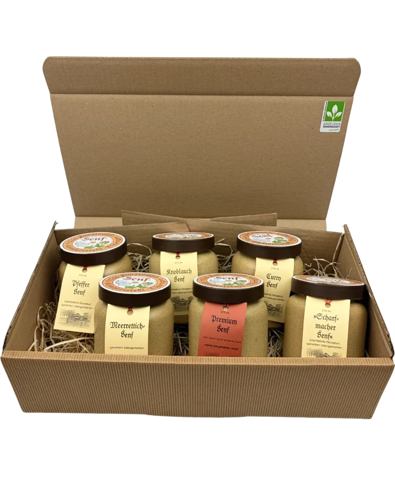 Geschenkpaket mit 6 Senftöpfen