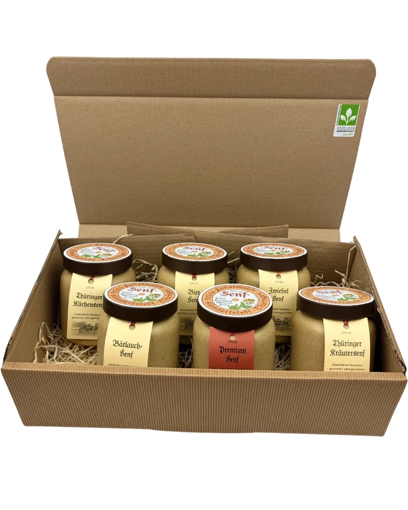 Geschenkpaket mit 6 Senftöpfen
