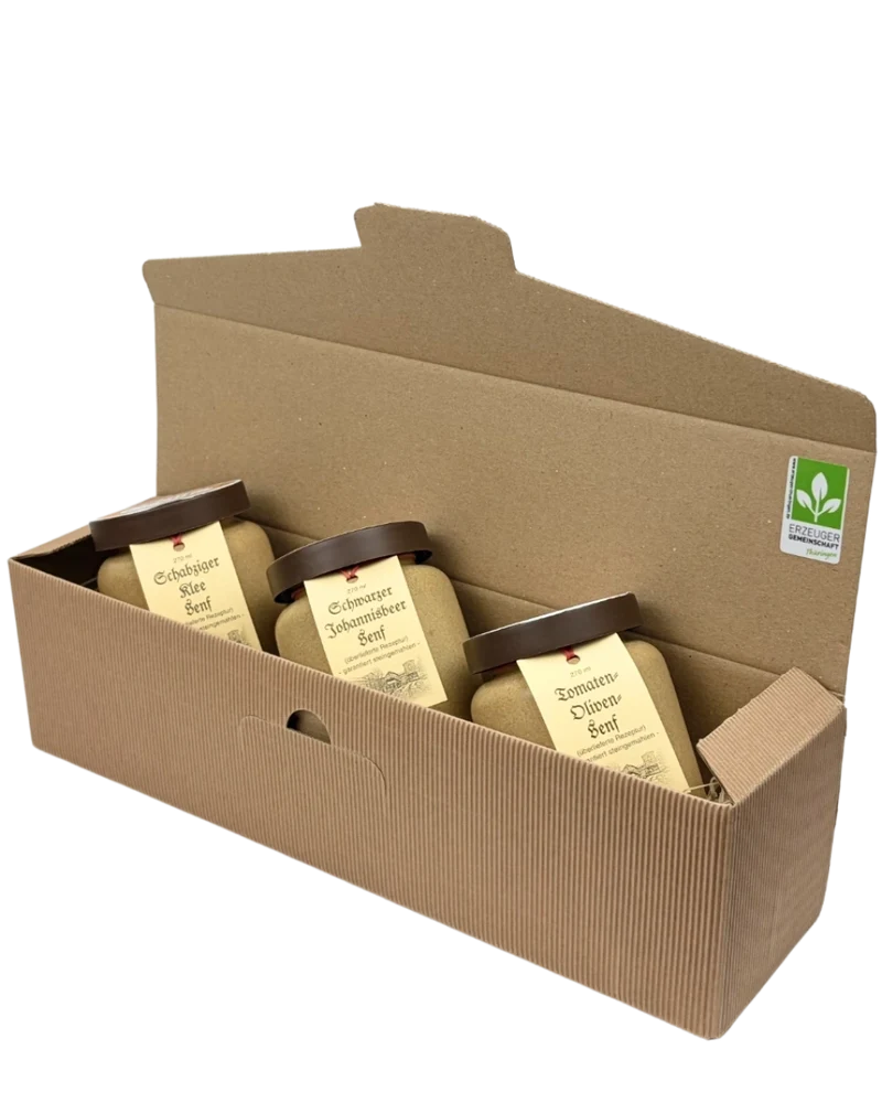 Geschenkpaket mit 3 Senftöpfen