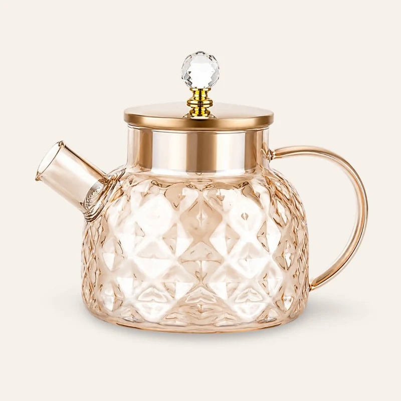 Braunglas-Teekanne mit Deckel und Filter, 1000/1800 ml