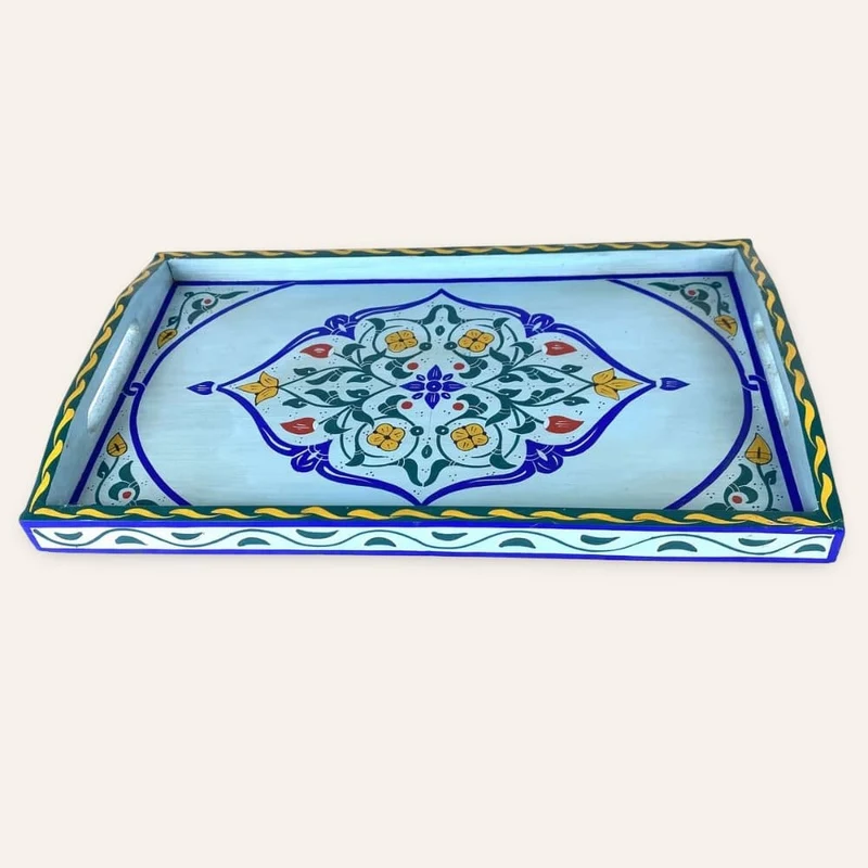 Hellblaues marokkanisches Teetablett 47x28