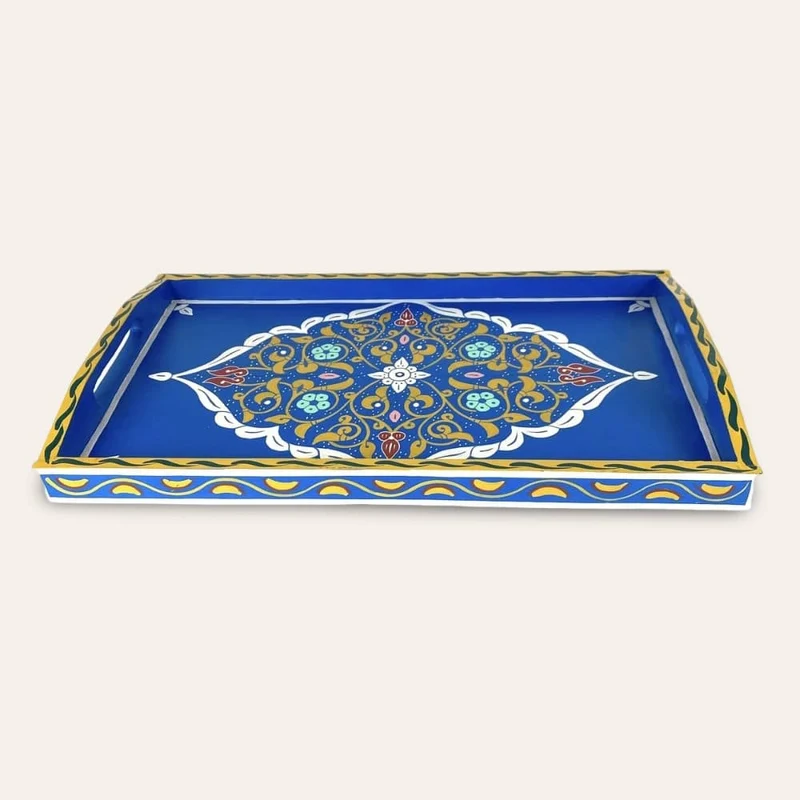 Blaues marokkanisches Teetablett 47x28
