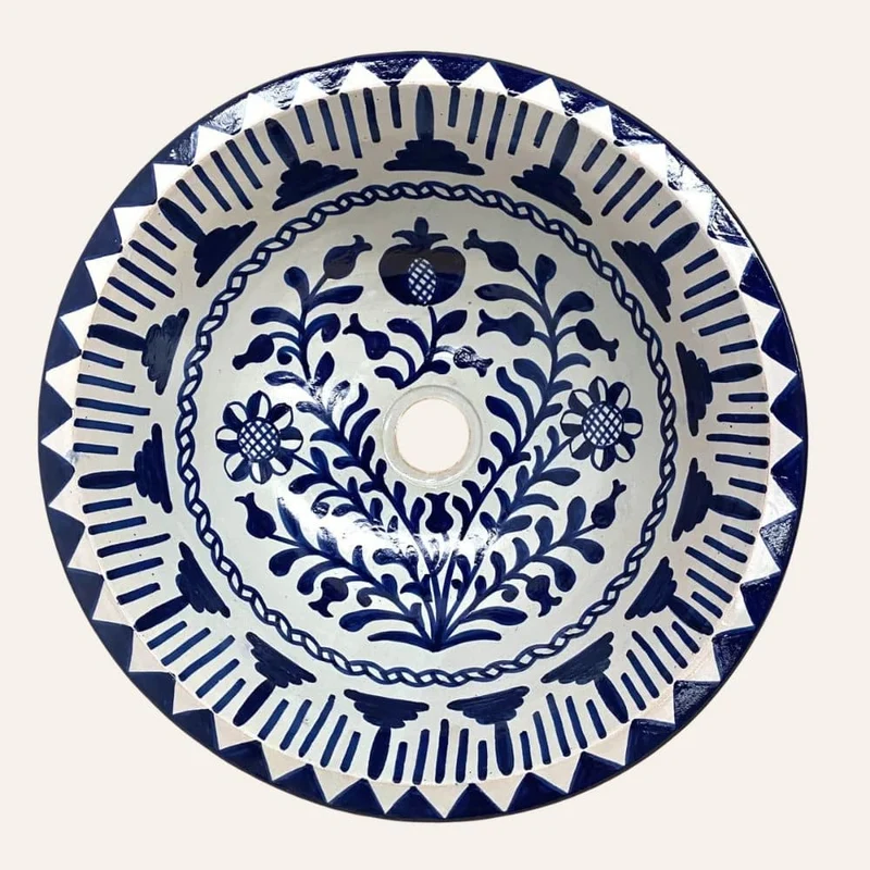 Arabisches Granadino Blaues Keramikwaschbecken 40 cm | Marokkanisches Kunsthandwerk