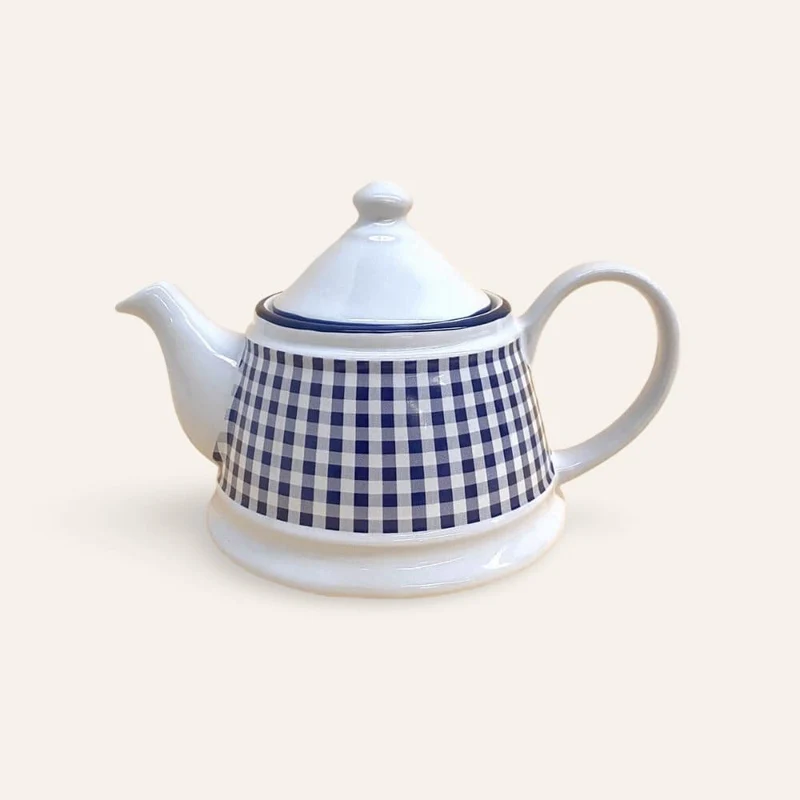 Blaue und weiße Keramik-Teekanne, 1 l
