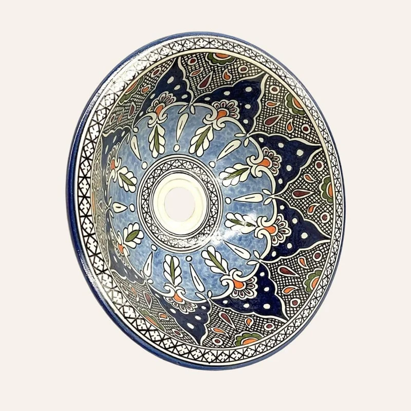 Arabisches blaues Keramikwaschbecken 40 cm