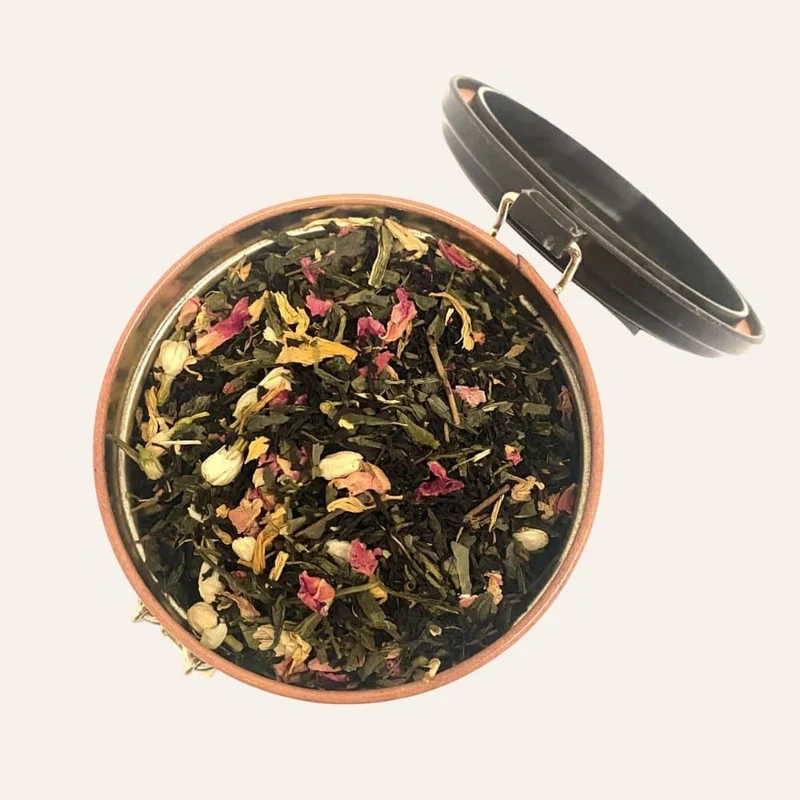 Grüner Tee und schwarzer Tee, Sonnenblume, Jasmin & Rosen 250g + GESCHENKVERPACKUNG