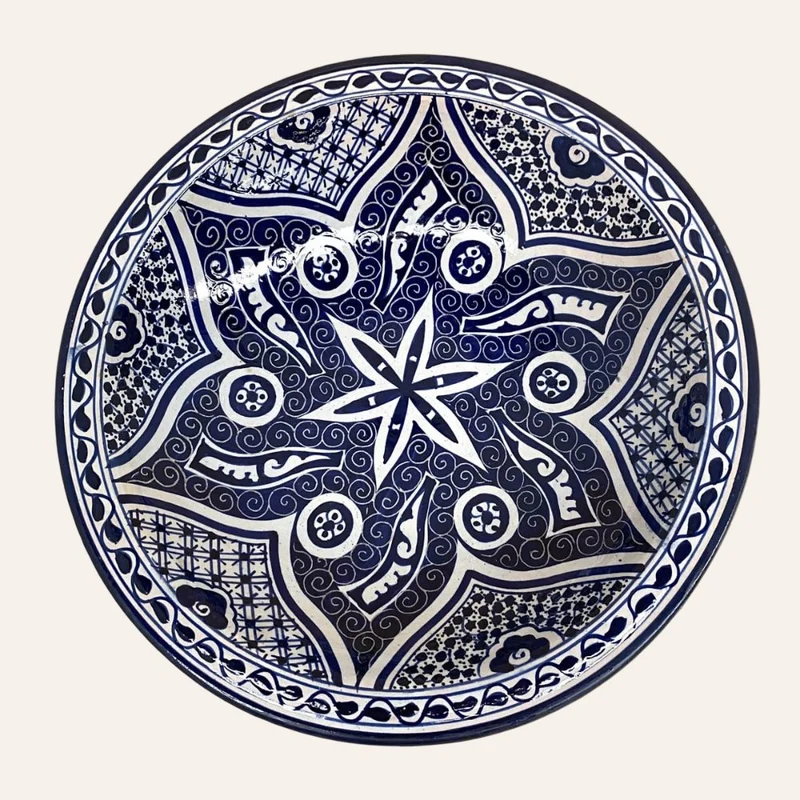 Arabischer blau-weißer Keramikteller 40 cm