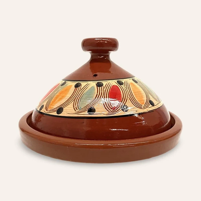 Bemalte, emaillierte Berber-Tajine, 32 cm