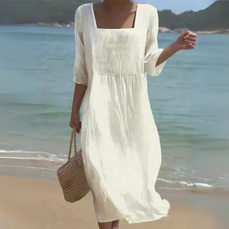 Robe longue bohème à smocks