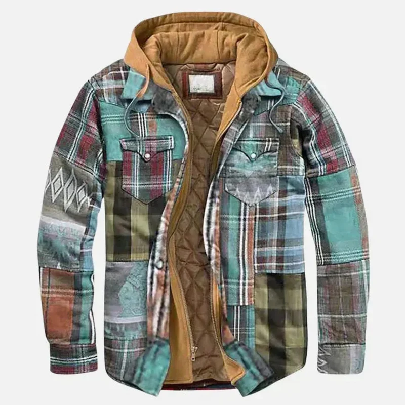Veste Patchwork à Carreaux Décontractée