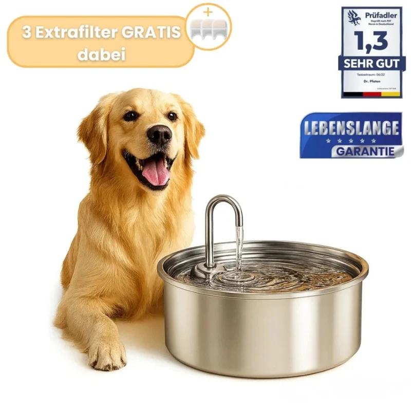 Fontaine à boire pour chiens en acier inoxydable