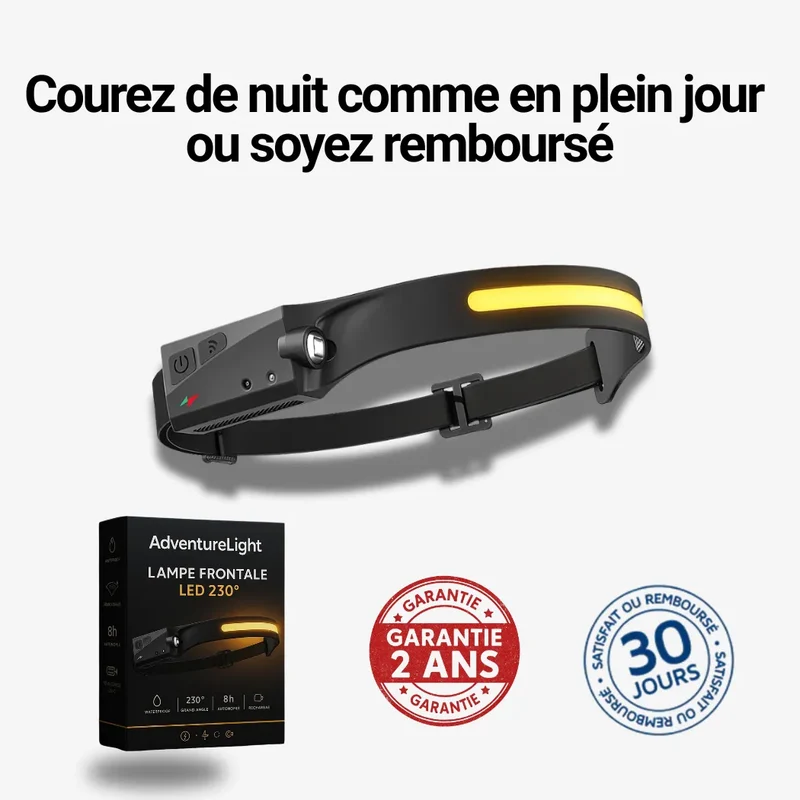 Lampe frontale LED 230°