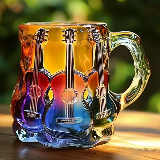 Tasse artisanale 3D avec motifs guitare