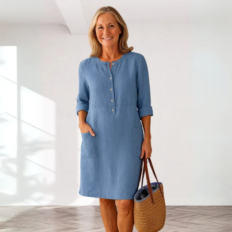 Robe unie femme – Boutonnée et confortable