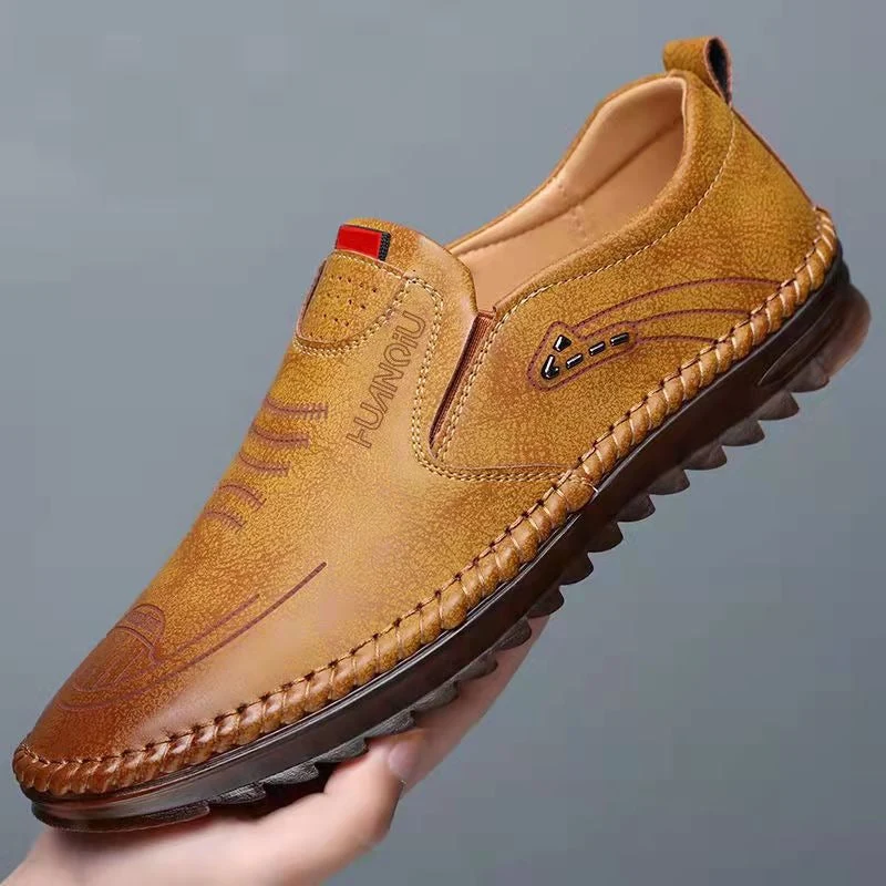 Chaussures pour hommes en cuir, respirantes et antidérapantes