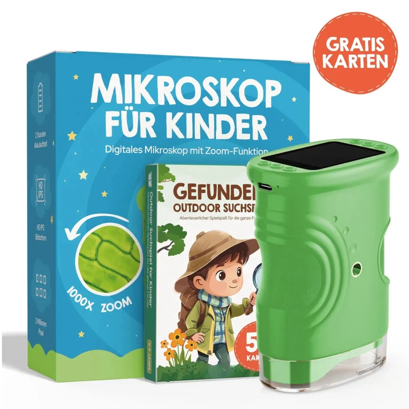 Microscope d’aventure pour enfants avec cartes d’apprentissage