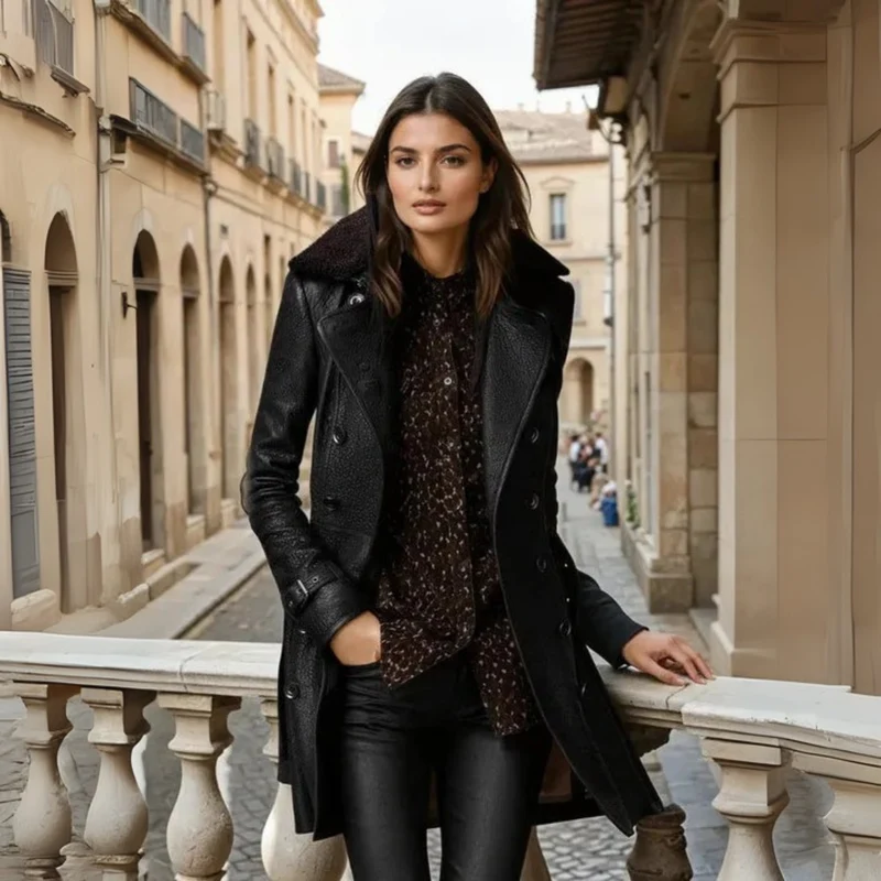 Manteau en cuir élégant pour femme