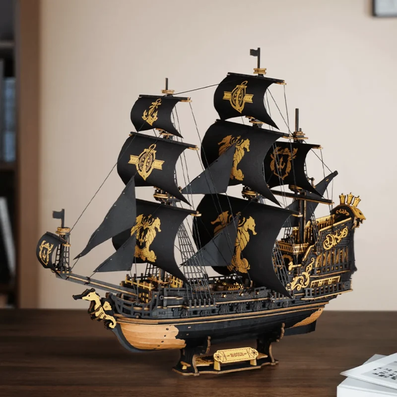 Modèle réduit d’un navire pirate en bois
