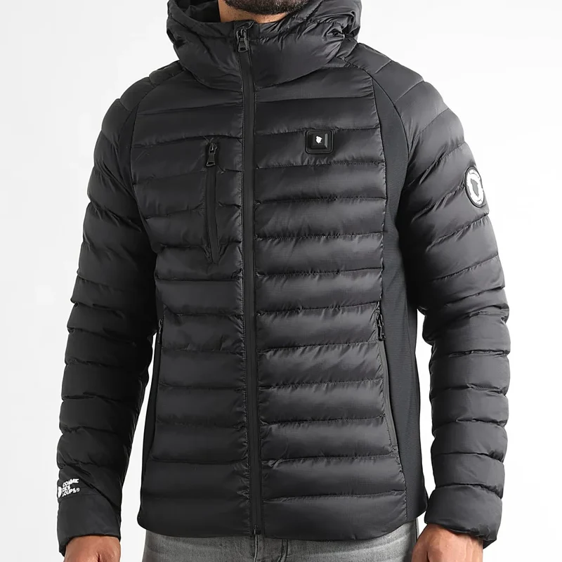 Doudoune chauffante homme à capuche noire