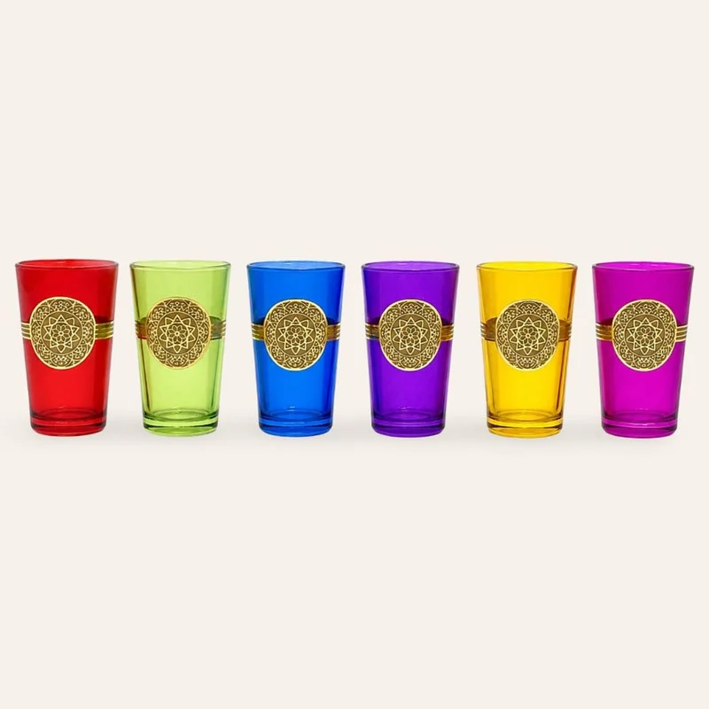 Set mit 6 arabischen Teegläsern „Golden Sun“.