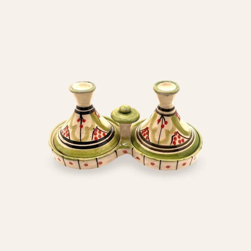 Marokkanisches Tajine-Doppelgewürzregal in Grün