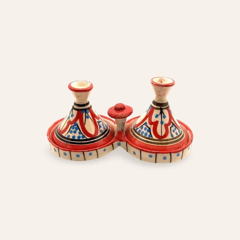 Marokkanisches Tajine-Doppelgewürzregal in Rot