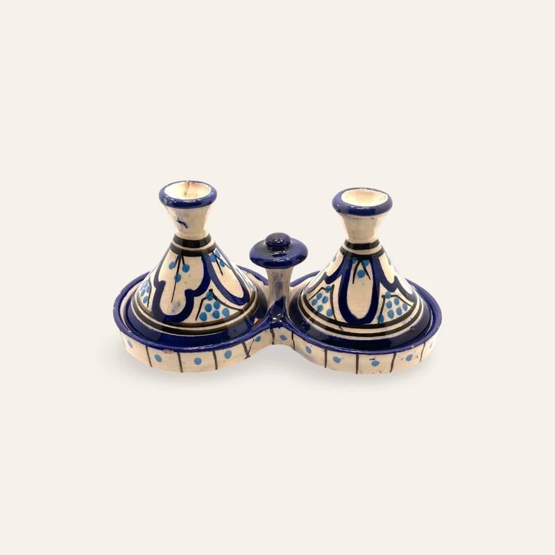 Marokkanisches Tajine-Doppelgewürzregal blau