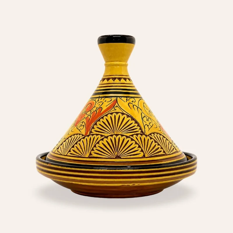 Marokkanische Tajine aus geschnitzter Keramik, 25 cm