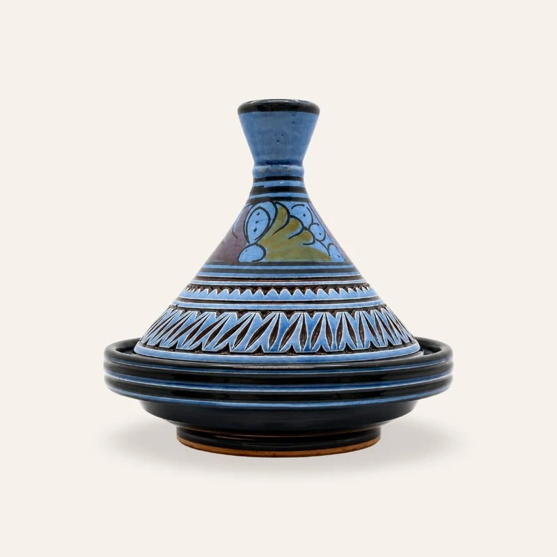 Marokkanische blau geschnitzte Tajine aus Keramik, 18 cm