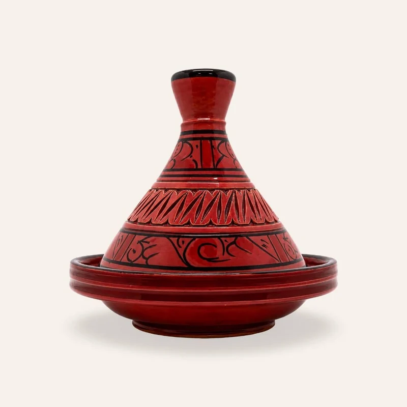Marokkanische rot geschnitzte Tajine aus Keramik, 16 cm