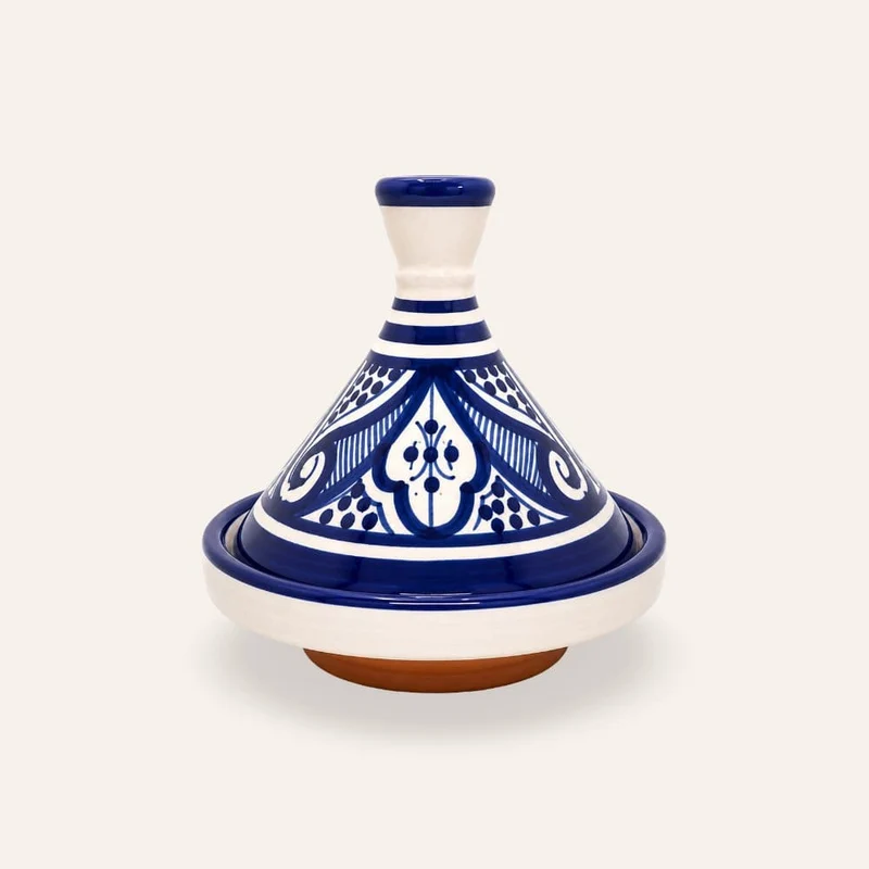 Marokkanische Tajine aus blauer Keramik, 13 cm