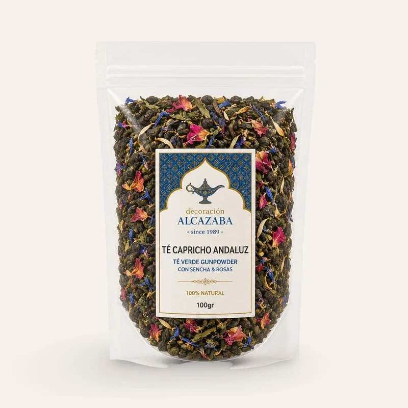 Grüner Gunpowder-Tee mit Sencha-Rosen – Capricho Andaluz