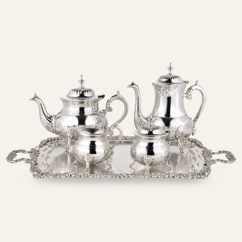Arabisches, vernickeltes Teeservice