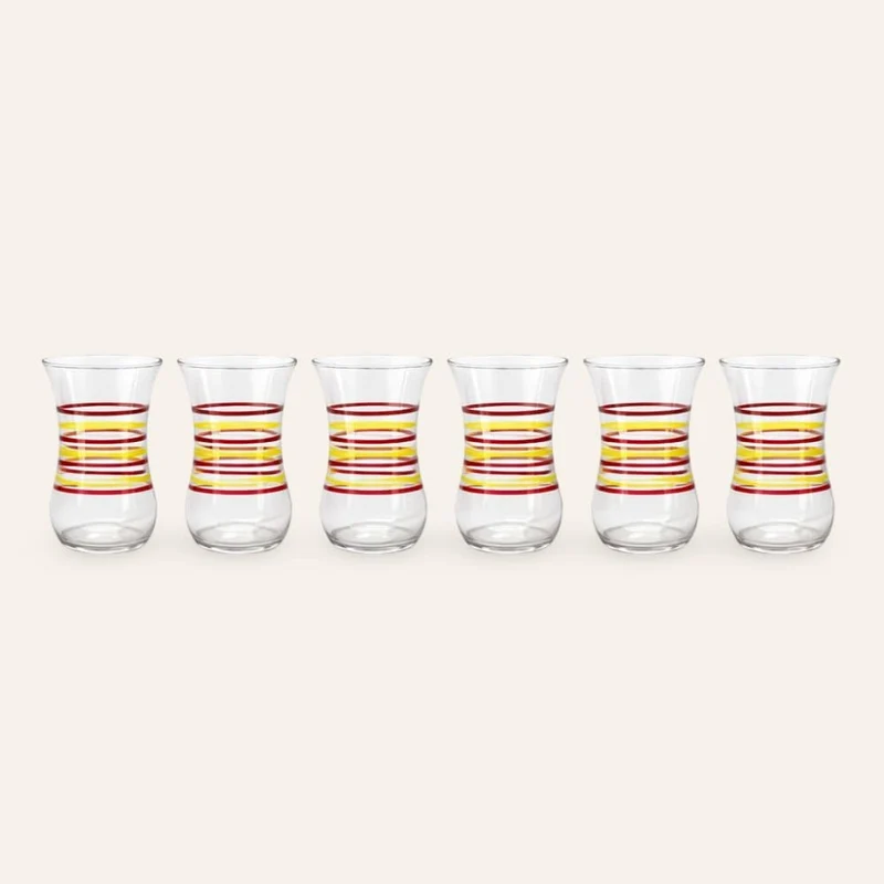 Set mit 6 türkischen Teegläsern – rot & gelb