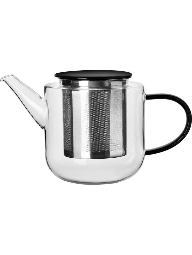 Teekanne, mit schwarzem Henkel/Deckel, 1,1 l., Glas | 20370490 | Glas