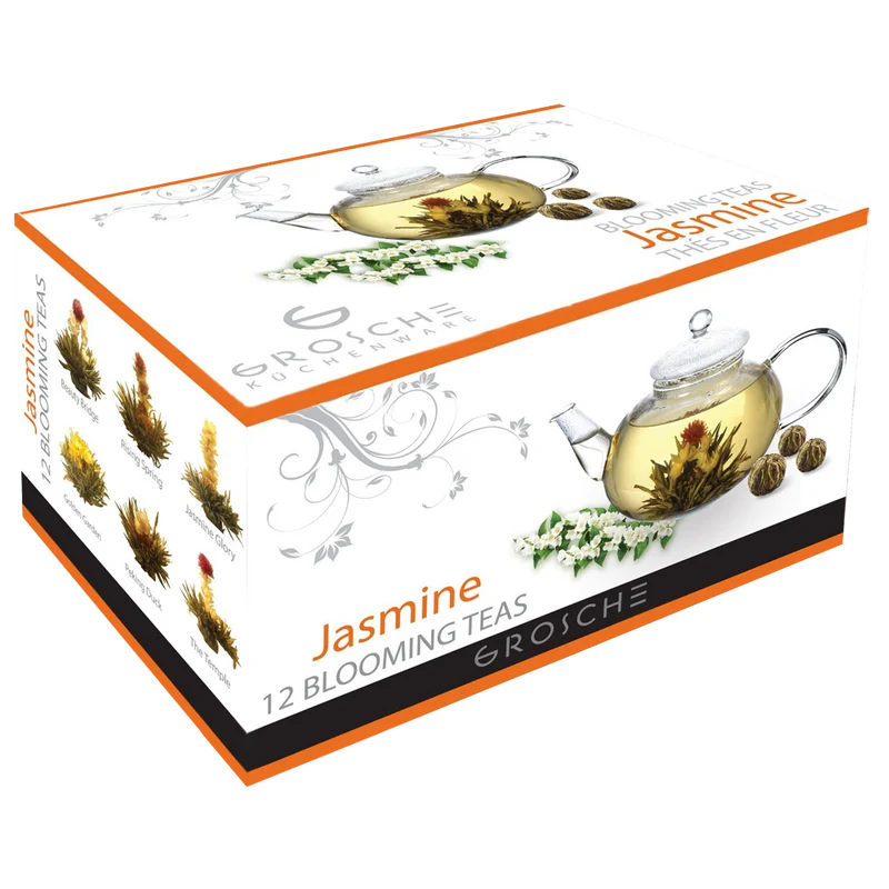 GROSCHE Hand made premium 12 blooming tea variety pack Green
